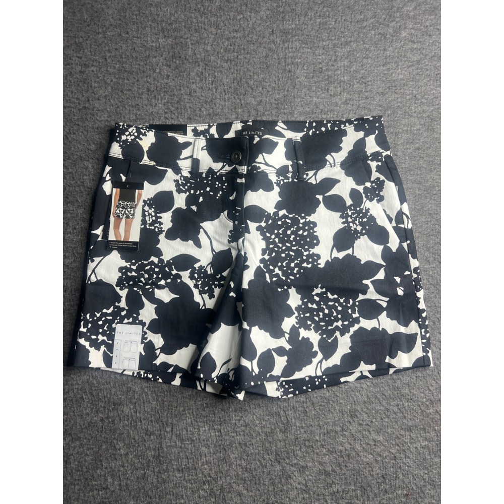 The Limited Womens Tailored Shorts Black White Floral Stretch 5 Inch Inseam Sz 4